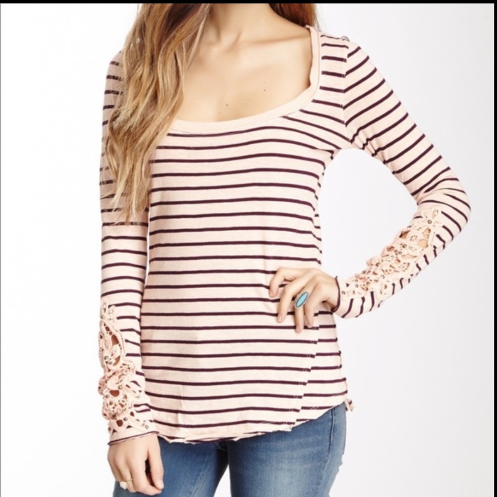 Free People Hardy Candy Crochet Cuff Studded Top S